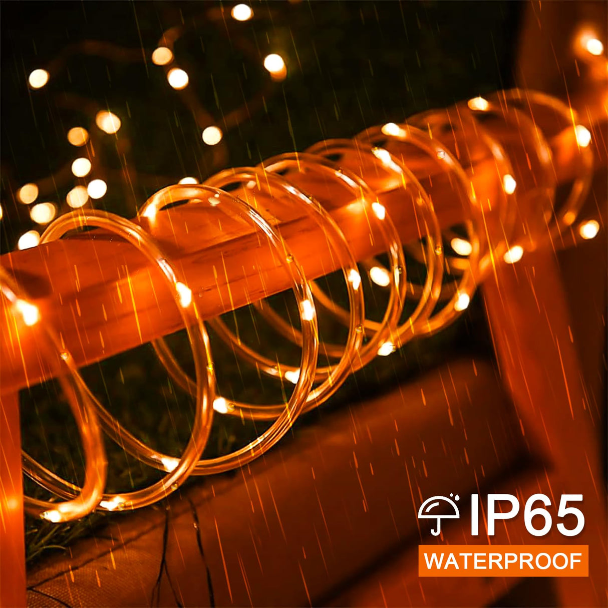 JMEXSUSS Orange Halloween Solar Lights, 66 ft 200 LED Rope Lights Outdoor Waterproof, PVC Tube Orange Christmas String Lights for Halloween Thanksgiving Fall Party Tree Fence Christmas