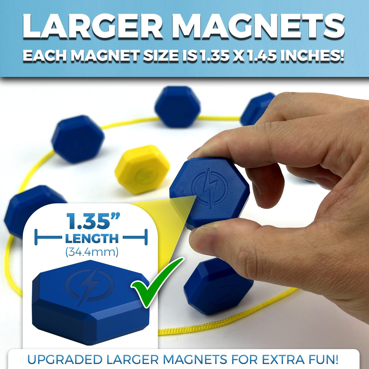 Upgraded (Multi-Level) Magnet Chess Game with String & Stones - Super Fun Magnetic Game for Kids & Adults | Premium Set with 22 Larger & Stronger Stones (1.45"×1.35" Enclosed Magnets) & Travel Pouch