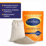 SMELLEZE Natural Mothball Smell Remover Pouch - Reusable Odor Eliminator for Closets, Basements, Furniture & Drawers - Eco-Friendly Formula - Unscented & Safe - Covers 375 sq. ft.