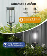 ALFIOT Solar Pathway Lights Outdoor, 2 Pack Bright Solar Lights Outdoor, IP65 Waterproof Solar Garden Lights Solar Powered Landscape Lighting for Yard Patio Walkway Driveway Pathway (Cool White)