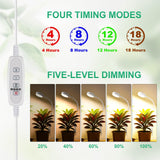 WeeLeeGoo 2 Pack Grow Lights, Pot Clip LED Growing Lamp for Indoor Succulents Pot Mini Small Plants,6000K White Full Spectrum with 5-Level Dimmable, Auto Timer 4/8/12/18 Hrs