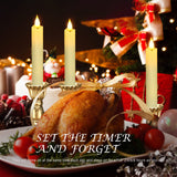 PChero Flameless Flickering Taper Candles with Remote Timer and Dimmer, 6.4 Inch Real Wax Ivory LED Candlesticks Battery Operated for Halloween Christmas Home Wedding Decor