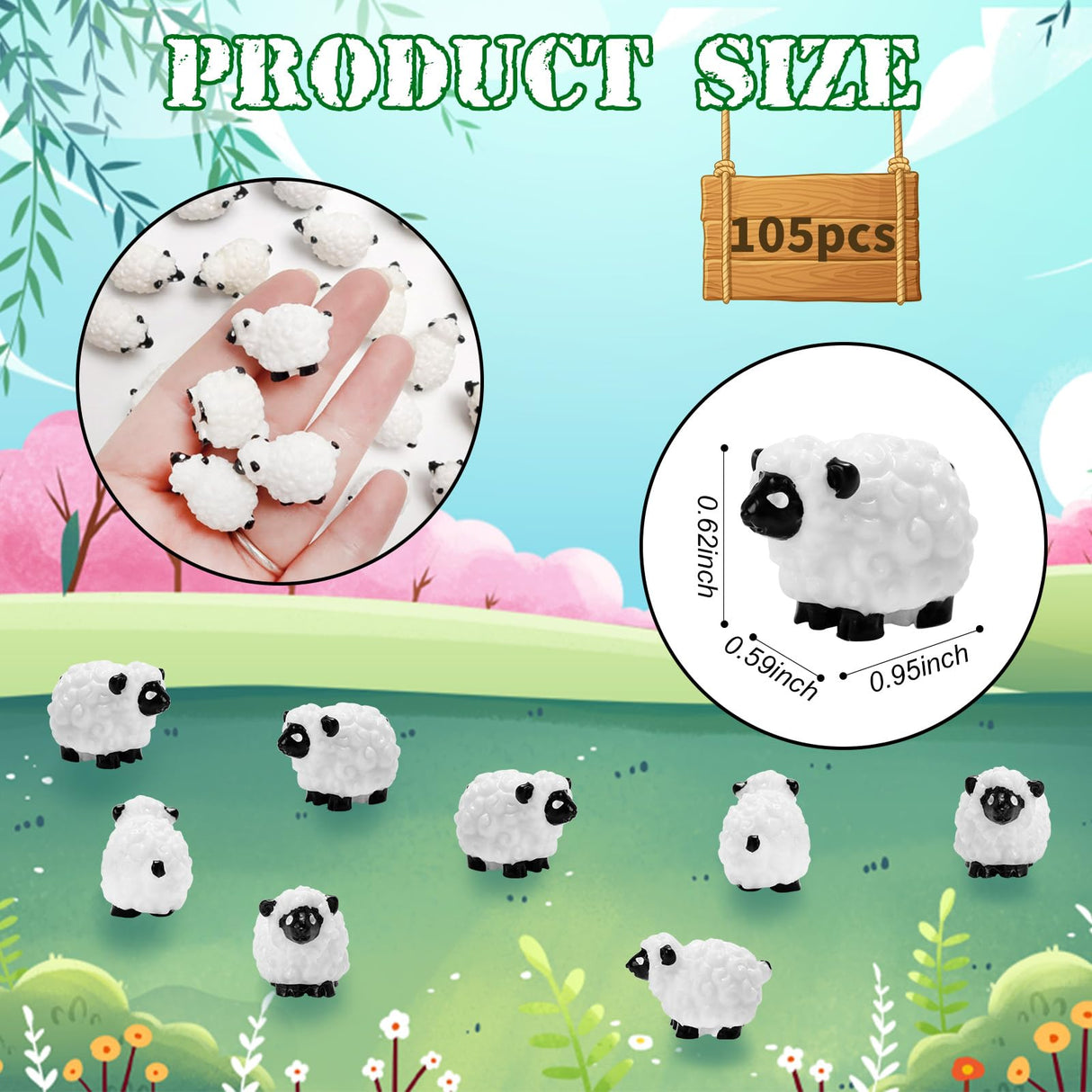 Bbiamsleep 105 Pcs Mini Sheep Figurines Miniature Plastic Sheep Figurines