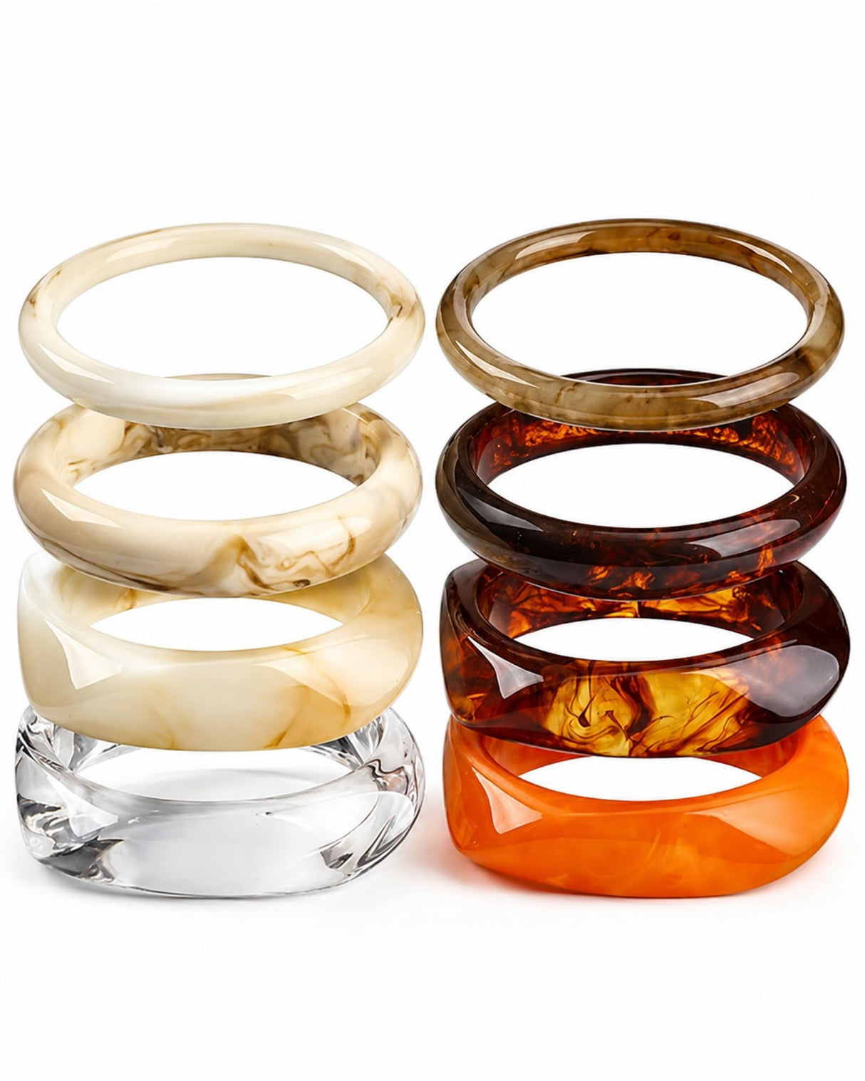 Liliaafar 8 Pcs Colorful Acrylic Resin Chunky Bangle Bracelets for Women Big Irregular Resin Bangles Trendy Stack Statement Punk Geometric Wristband Jewelry Gift Set(Square,Natural Color)