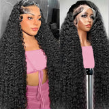 EGOTOI 250% Density HD Lace Front Wigs Human Hair 13x6 Deep Wave Lace Front Wigs Human Hair 28inch Bleached Knots Pre Plucked Curly Human Hair Wig for Women 100% Human Hair Natural Color