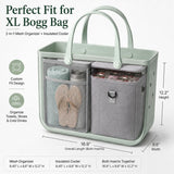 2-in-1 Cooler Organizer Insert Compatible with X Large Bogg Bag, No More Mess & Leaks, Beach & Pool Organizer for Travel & Picnic, Leak-Proof PEVA Insulated Cooler with Mesh Divider