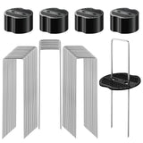 200Pcs Garden Stakes Staples Kit, 100Pcs 6 Inch U-Shaped Landscape Staples, 100Pcs Fixing Gasket for Weed Barrier Fabric, Ground Cover, Holding Fence and Artificial Turf