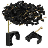 100 Pack 3/4" Half Clamps J-Hook with Nails Set, J Clamps for PEX, Copper, CPVC Tubing Connections
