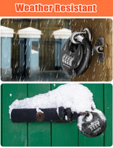 DELSWIN 4-Digit Disc Combination Lock Outdoor - Heavy Duty Combination Padlocks with Hardened Steel Shackle Weatherproof Combo Locks for Gates,Sheds,Fence,Storage Unit (3/8" Shackle, Black and Silver)