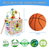 Wooden Activity Cube | Montessori Toys for 1 2 3 Year Old Toddler Gifts