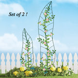 Garden Trellis Plant Support Trellis Green Leaf Trellis Garden Decoration for Climbing Vines Floral Metal Trellis Set of 2（Green）