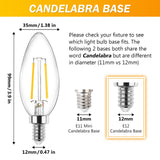 Ascher Classic E12 LED Candelabra Light Bulb 4W, Equivalent 40W, Warm White 2700K, Non-Dimmable, Clear Glass Filament Chandelier LED Bulbs, E12 Candelabra Base Candle Light Bulbs, Pack of 10