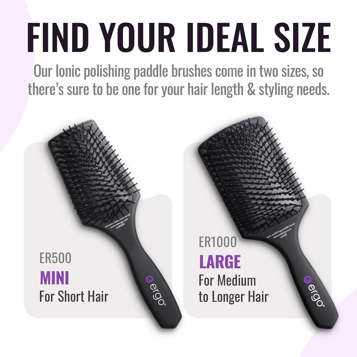 Ergo Ionic Paddle Hair Brush – Large Polishing Brush for Long-Lasting Shine, Detangling Brush for Wet & Dry Hair Care, Hair Styling Tool for Blow Drying (ER1000)