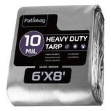 Patiobay Tarp 12x20 Feet, 10 Mil Large Waterproof Tarps Heavy Duty with Grommets Every 23.6", Thick Plastic Tarp, UV Resistant Tear&Fade Resistant, Reinforced Edges for Outdoor Pool Camp Tent