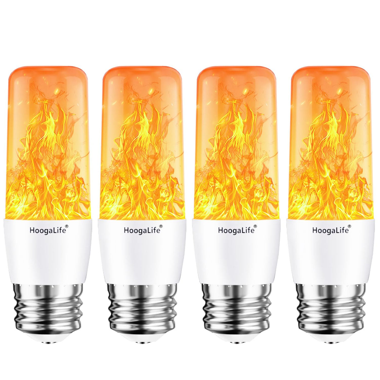 HoogaLife Flame Light Bulbs, E26 Led Flame Light Bulb with Effect of Real Candle Fire Light, 4w Flames Bulbs with Upside Down Effect, for Christmas Halloween Home Party Holiday House Room Porch-4 Pack