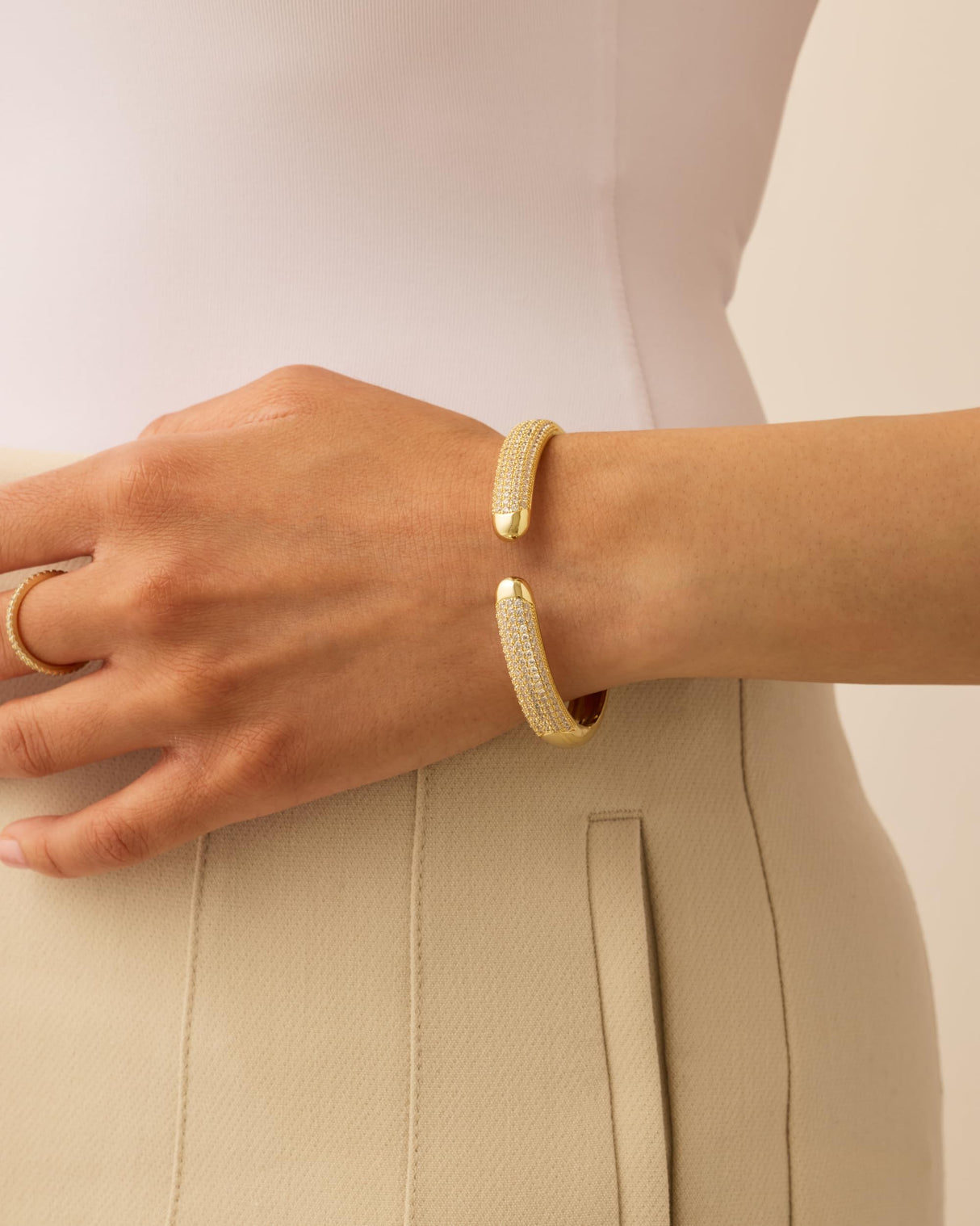 PAVOI Cuff Bracelet Set, 14K Gold Plated, Yellow Gold