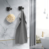 Fenas Heavy Duty Stainless Steel Towel Hooks, Wall Mounted Square Robe Hooks for Bathroom, Kitchen, Bedroom, Hotel Matte Black 2 Pack