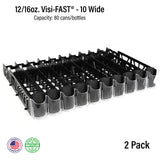 Visi-FAST Spring Push Drink Dispenser, Refrigerator Organizers and Storage for 12/16 oz Beverages, Bottles, and Cans, Drink Dispenser for Fridge, Commercial and Home, (Pack of 2)