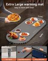 Warming Mat for Food Extra Large, 36"x15" Food Warming Mat with Heat Insulation Pad, Silicone Heating Mat for Food, Rollable & Portable, Food Warmers for Parties Buffet,Gatherings,Everyday Use
