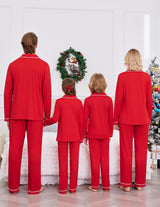 Ekouaer Christmas Family Matching Pajamas Long Sleeve Button Down Pj Set Festival Party Sleepwear,Red,Women,L