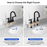 Bathroom Faucets for Sink 3 Hole, Hurran Matte Black Bathroom Sink Faucet with Pop-up Drain and Supply Lines, Stainless Steel Lead-Free Widespread Faucet for Vanity RV Farmhouse Sink