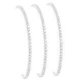 Dainty 2mm Silver Tennis Bracelet Set for Women, Sterling Silver Plated Triple Stackable Zirconia Bracelets, Minimalist Professional Jewelry for Business Casual Office Wear, 3-Piece Sparkle Wrist Set