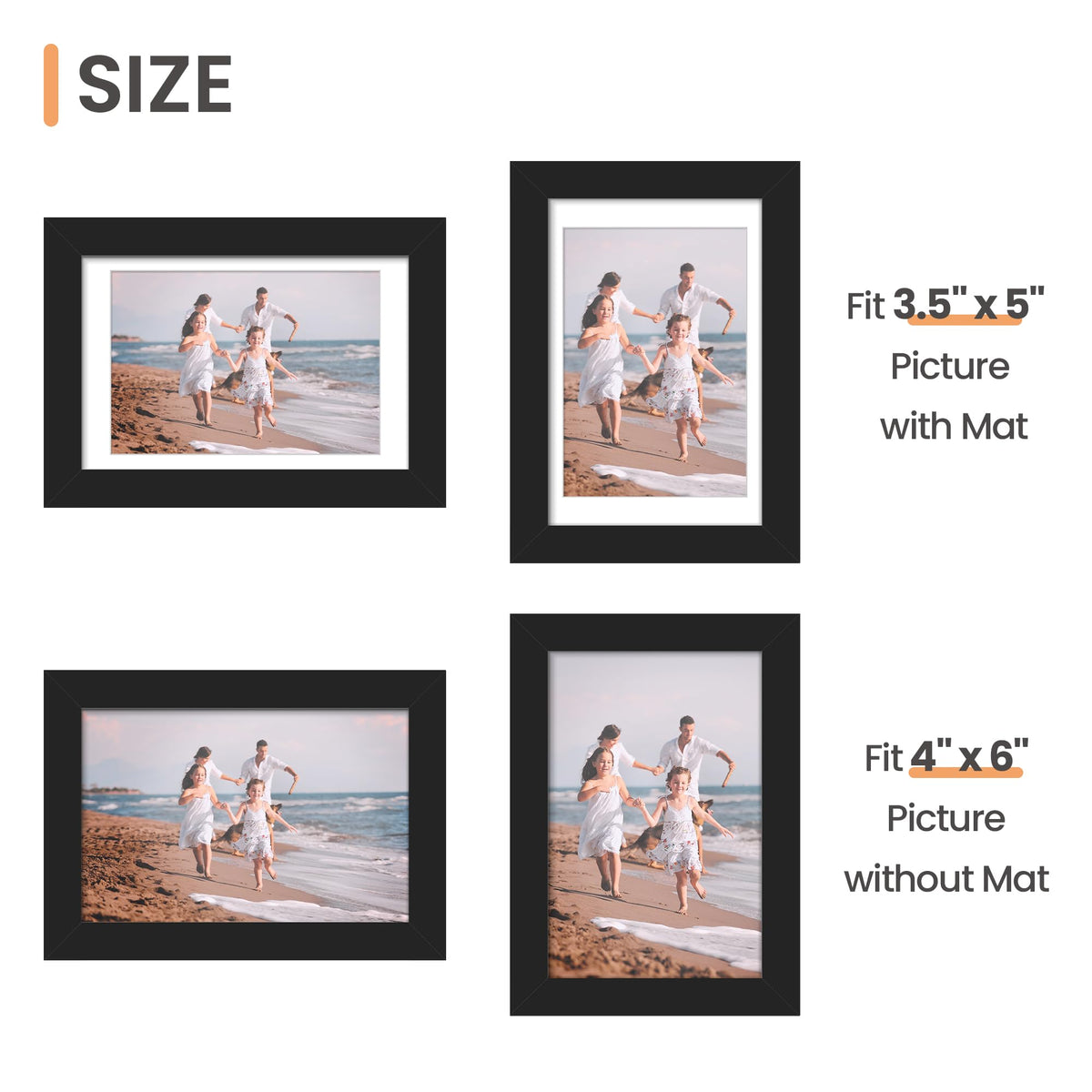 upsimples 4x6 Picture Frame, Photo Collage Wall Decor Set of 10, Black