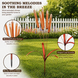 43“ Cattail Wind Chimes Stake Outdoor Decor – Plated Copper Metal Yard Cattail Plant Art Poles for Garden Patio