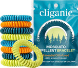 Cliganic 50 Pack Mosquito Repellent Bracelets for Adults & Kids - Natural DEET-Free Bands, Individually Wrapped