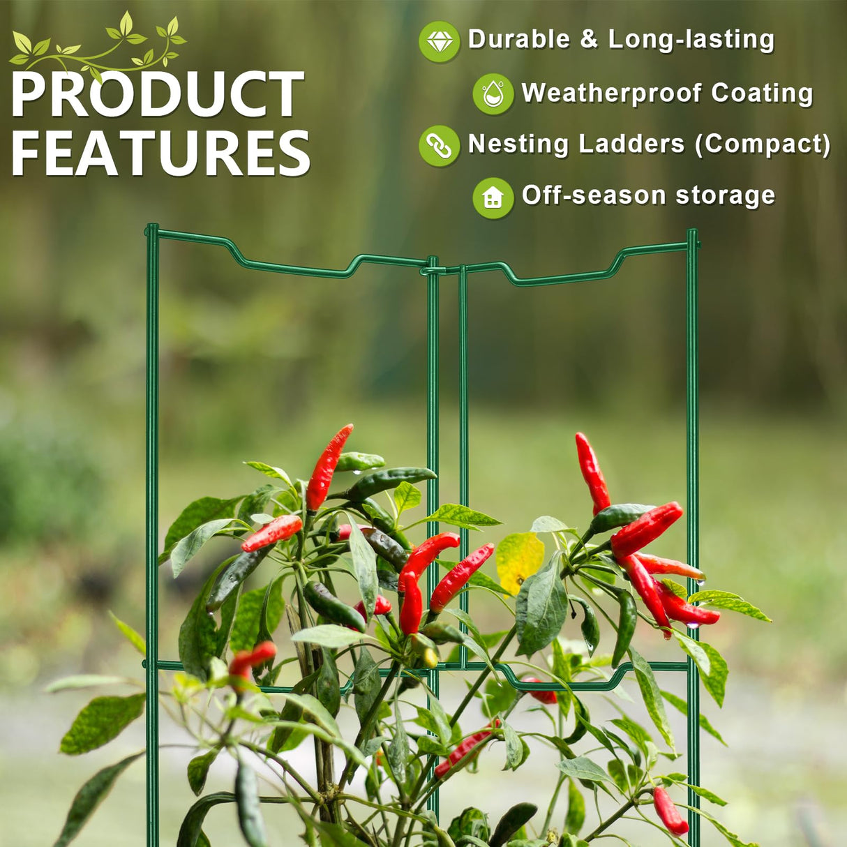 ComfyKit 2 Pack 32 Inch Stacking Tomato Ladders, V-Shape Garden Trellis