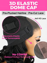 ISEE Wear and Go Glueless Wigs Human Hair Pre Plucked Pre Cut Short Bob Body Wave Lace Front Wigs Human Hair for Women Upgraded Glueless Bob Wig No Glue 6x4 HD Lace Closure Wigs (12 Inch)