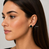 2 Pair Set I 18K Gold Plated Clover Earrings for Women | Four Leaf Stud Earrings | Valentines Gift I Anniversary I Wedding I Occasion