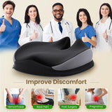 Benazcap Large Seat Cushion for Office Chair Memory Foam Coccyx Pain Relief Cushion Pillow for Back Support Non-Slip Seat Pad for Office Desk, Car Seat, Wheelchair, Sciatica