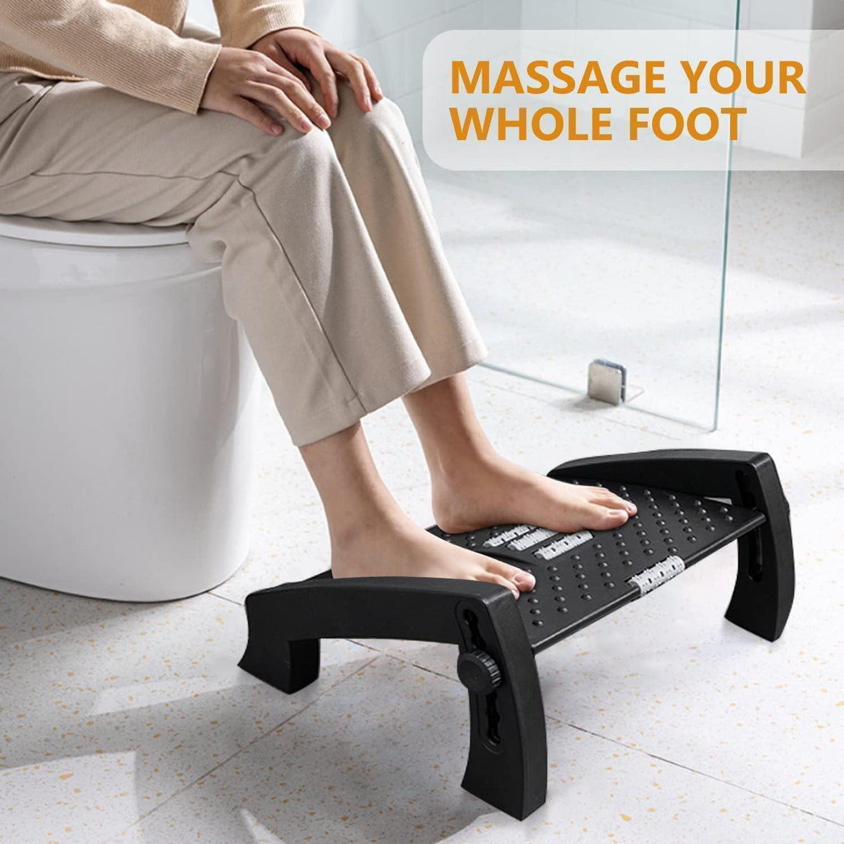 Foot Rest, Adjustable Height Foot Rest for Under Desk at Work, Ergonomic Foot Stool Under Desk for Office, Under Desk Footrest with Large Roller Massage, Comfortable Foot Stool for Pressure Relief