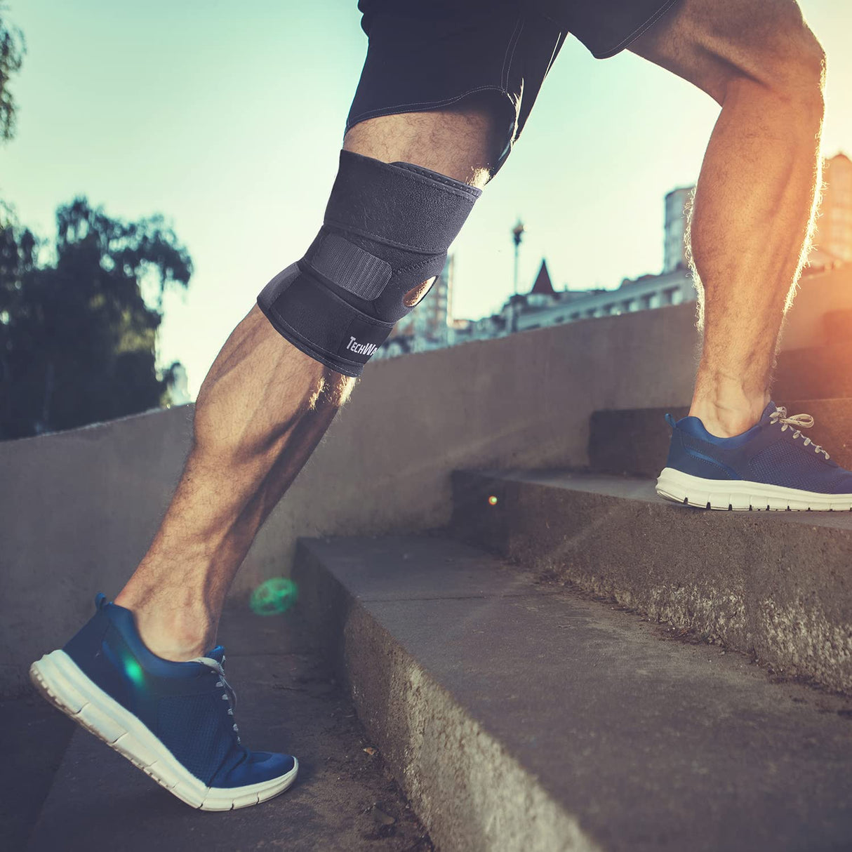 TechWare Pro Knee Brace Support - Plus Size Knee Brace. Relieves ACL, LCL, MCL, Meniscus Tear, Arthritis, Tendonitis Pain. Dual Stabilizers Non Slip Comfort Neoprene. Bi-Directional Straps - XXLarge