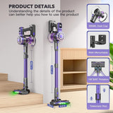 ATTELL Cordless Vacuum Cleaner,28Kpa Strong Suction,Wall Mounted Charging,Removable Battery,Green Light to Show Dust,Low Noise Handheld Vacuum Cleaner,Suitable for Carpets,Pet Hair, Hard Floors