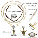 Fscwlmon 3 Pcs Layered Western Cowgirl Necklaces for Women Boho Turquoise Beaded Western Jewelry Rhinestone Cowboy Hat Boots Ox-Head Pendant Choker Paperclip Chain Cowboy Chic Country Accessory NTGJB
