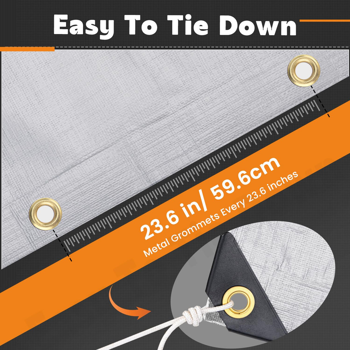 Keten Tarps Heavy Duty Waterproof 10X12 Feet, Extra Thick 16 Mil, Tear & Fade Resistant, UV Blocking, Outdoor Tarp with Reinforced Grommets for Roof, Camping, Patio, Pool, Boat(Silver/Black)