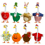 Bailiyake 8 Set Holiday Porch Goose Outfits Summer 4th of July Fall Halloween Christmas Valentine's Day St. Patrick Easter All Seasons Theme Goose Costume for 23" Goose Patio Yard Decor (All Seasons)