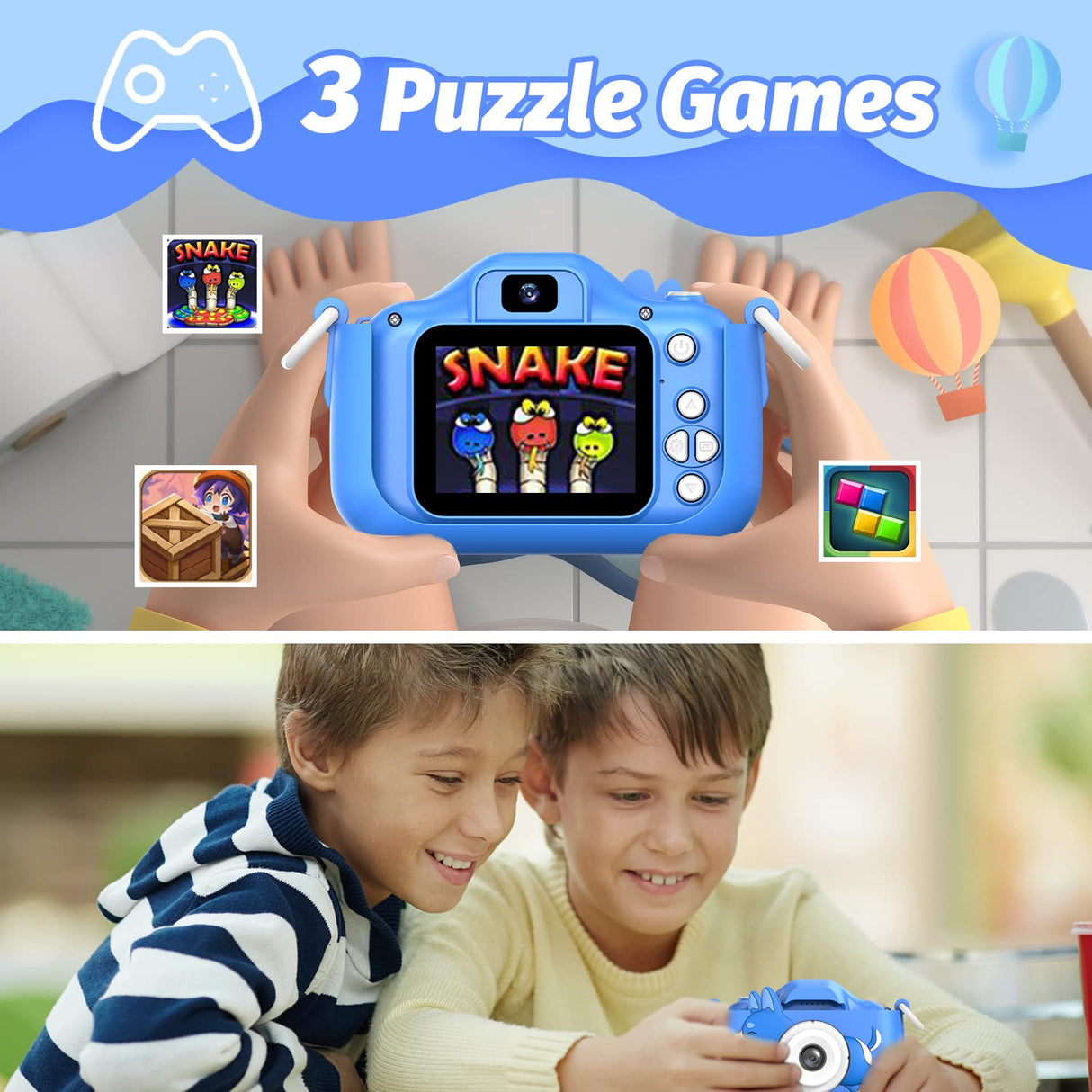 Mgaolo Kids Camera Toys for 3-12 Years Old Boys Girls Children,Portable Child Digital Video Camera with Silicone Cover, Christmas Birthday Gifts for Toddler Age 3 4 5 6 7 8 9 (Dog Blue)