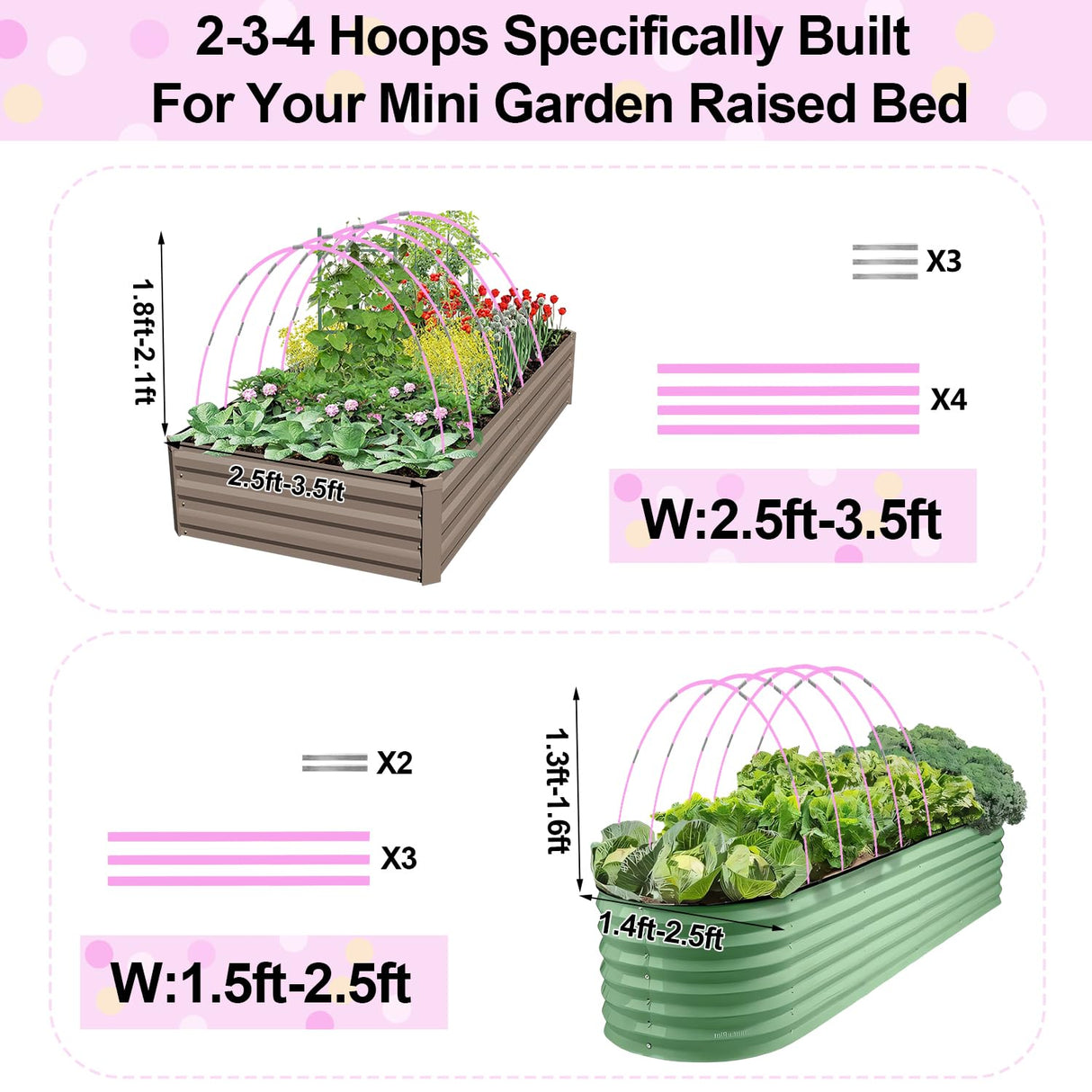 Garden Hoops 20pcs, Sunwuk Greenhouse Hoops for 1-3.5ft Wide Raised Bed, 5 Sets of 5.6ft Long Super Bendable Fiberglass Rods, Raised Planter Box Kit and Mini Greenhouse for Row Cover (S Size)