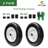 Parts Camp Wheelbarrow Tires,3.50-8" Flat-free Solid Tire and Wheel,Universal Fit 14.5" Wheelbarrow Tire For Garden Carts/Wheelbarrows/Trolley Dolly With 5/8" Axle Bore Hole,3" Centered Hub(2 Pack)