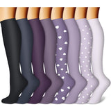 CHARMKING Compression Socks for Women & Men (8 Pairs) 15-20 mmHg Graduated Copper Support Socks are Best for Pregnant, Nurses - Boost Performance, Circulation, Knee High & Wide Calf (S/M, Multi 58)