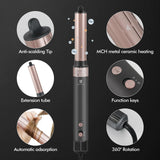 Hair Dryer Brush Hot Air Styler| 4 in 1 Professional Blow Dryers Hair Styling Tool Set with 1 1/4 Inch Auto Air Curling Wand Hair Curler, Negative Ionic for Fast Drying Curling Volumizing (Black)