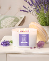 AOOVOO Lavender Scented Candles for Women - 20oz 3 Wick Soy Candles for Home Scented, Aromatherapy Candle with Crystals Inside, Birthday Gifts Christmas Candle for Women Mom