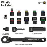 Klein Tools 65400 KNECT 15-Piece Pass Through Socket Set, SAE Impact Set with MODbox Case, Sockets, Bits, Accessories and 3/8-Inch Drive Adapter
