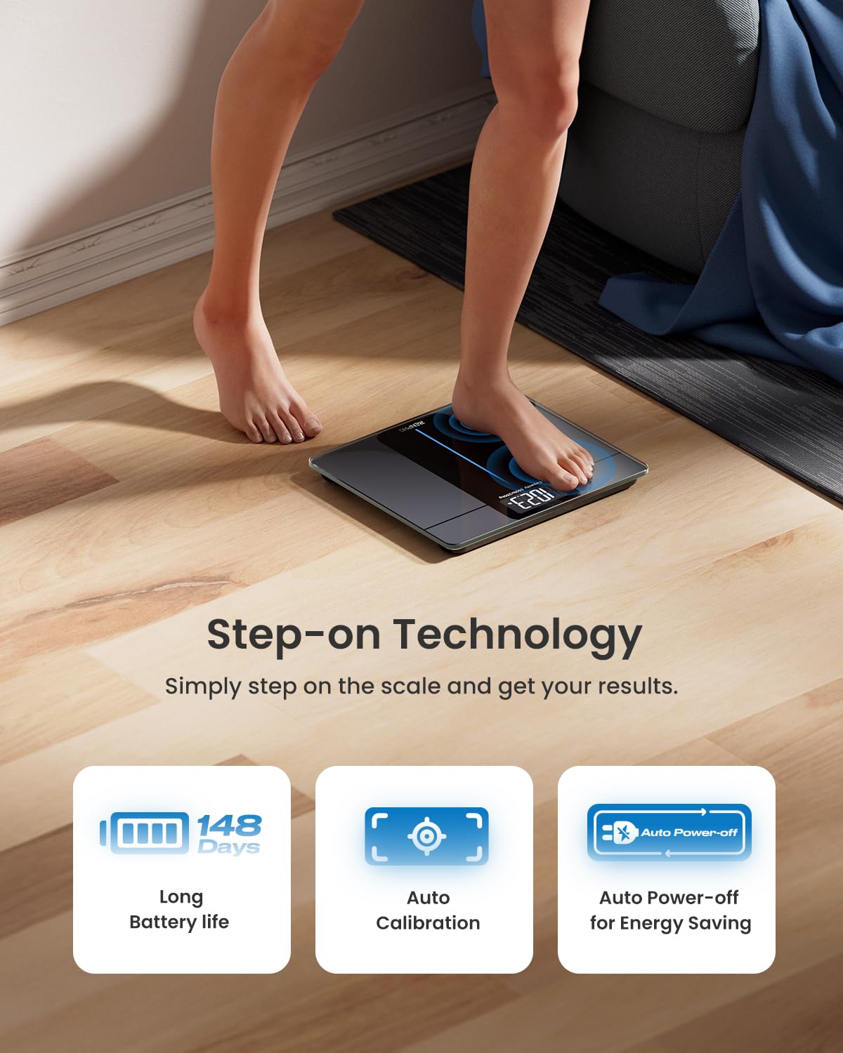 RENPHO 550lb Scale for Body Weight, Digital Bathroom Scale with Large LED Display, Big Platform Weighing Machine with Extra-High Capacity, Most Accurate to 0.05lb, 13x11.8in, Core 1L