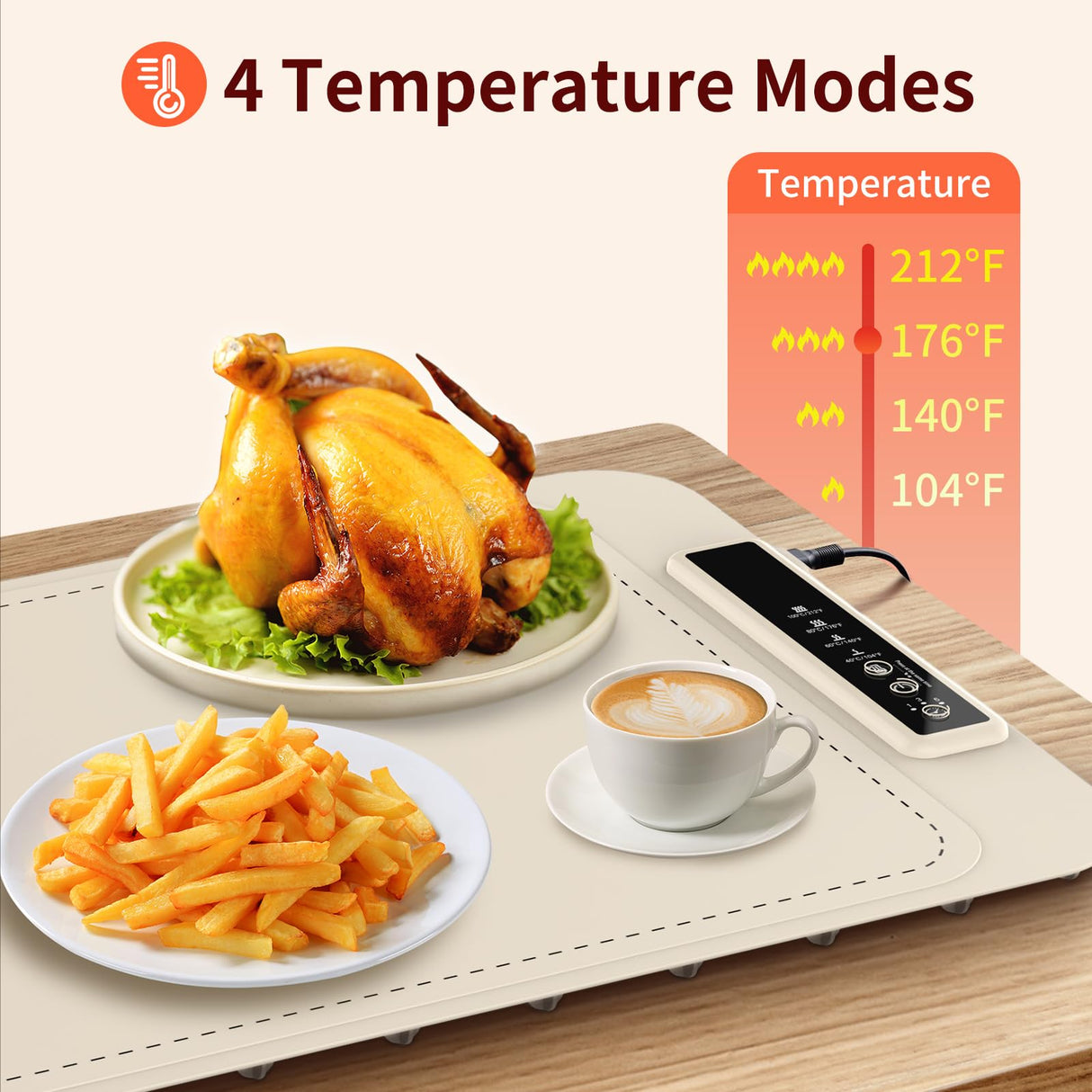 Warming Mat for Food - Electric Silicone Food Warming Tray for Buffet, Rollable Food Warmer Mat for Countertop, Fast Heating Mat with Timer and 4 Heat Levels, Portable Heating Pad for Parties Family