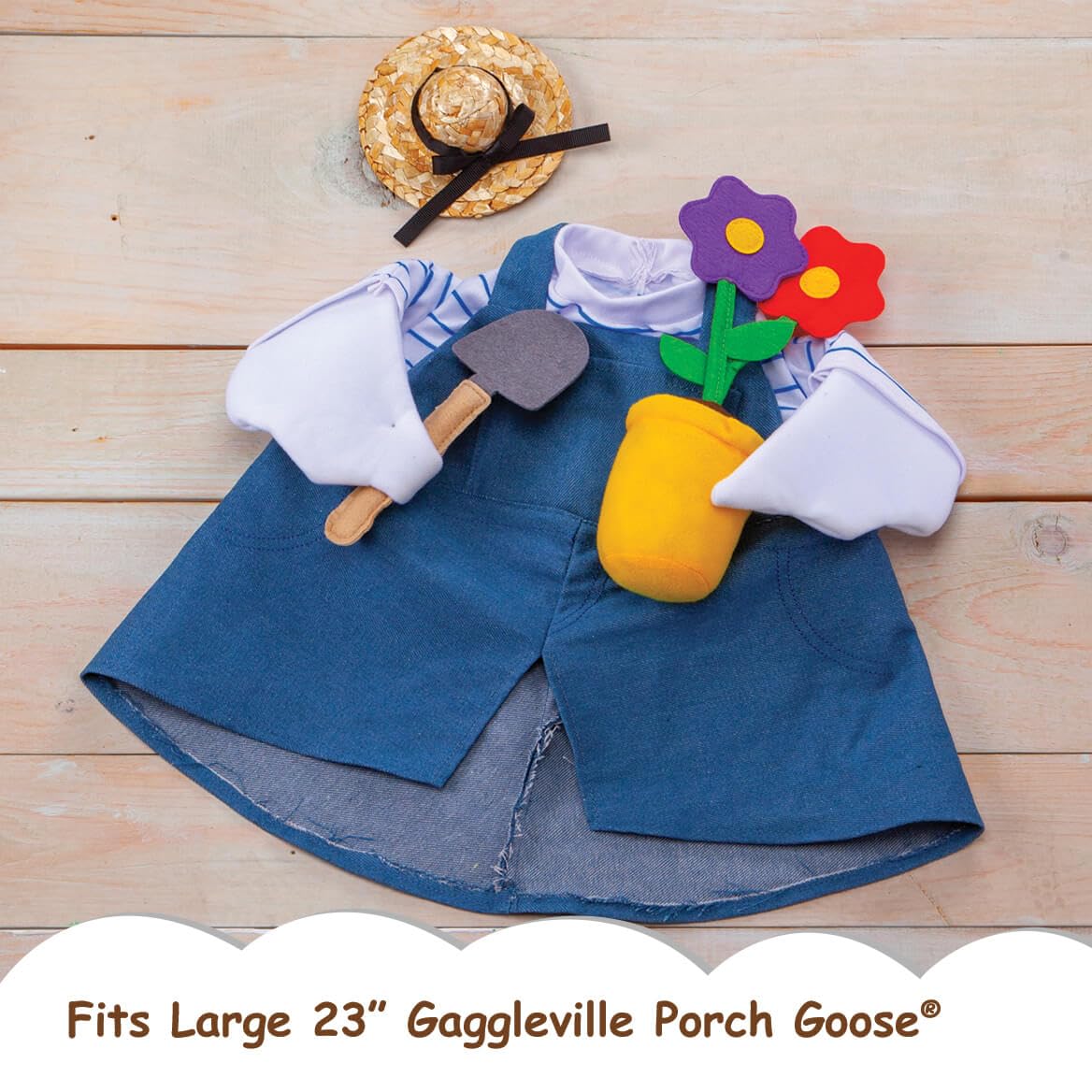 Fox Valley Traders Gaggleville Gardener Goose Outfit, Fits Large 23" H Statue
