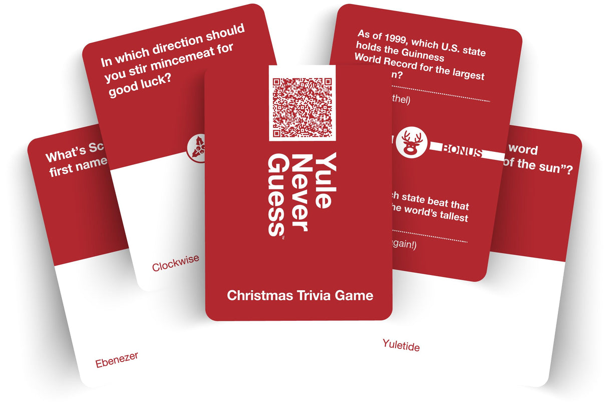Yule Never Guess Christmas Trivia Game - Christmas Games for Family Party - Christmas Games - Christmas Family Games